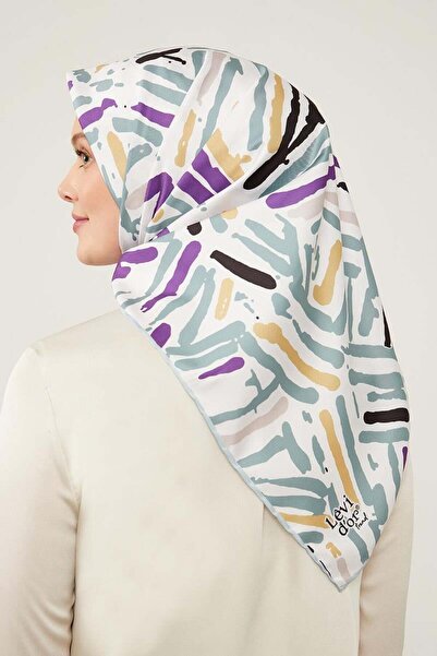 Levidor Su Yeşili Fırça Desen Twill Eşarp