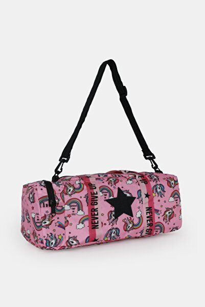 ICONE BAG Girl's Unicorn Printed Sports Bag, Children's Sports Bag with Zipper Detail
