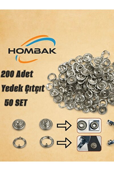 Hombak Yedek 200 adet Paslanmaz Çelik Çıtçıt
