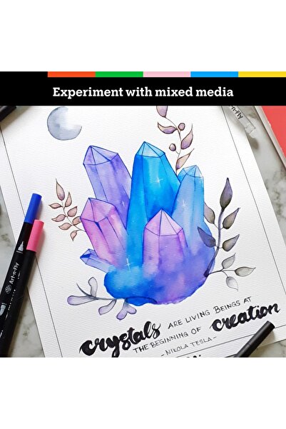 Art-n-Fly Set of 25 Markers, double-ended, Fine Tip and Brush, for calligraphy, drawing, Multicolor