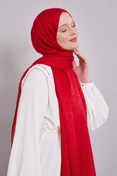 Levidor Red Bar Pattern Jacquard Janjan Shawl