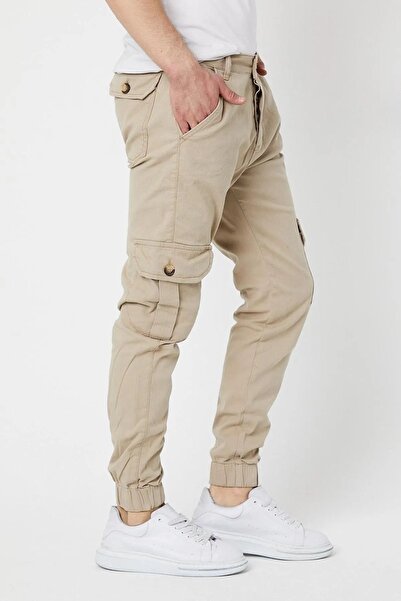 DAMGA JEANS Erkek Lastikli Paça Yüksek Bel Taş Kargo Cepli Pantolon