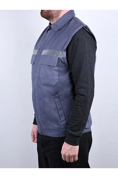 Vatan Tekstil Men's Reflective Thick Gabardine Fabric Winter Work and Work Vest