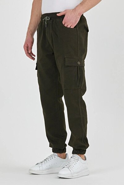 DAMGA JEANS Ανδρικό ελαστικό ελαστικό παντελόνι Cargo Pocket Khaki Jogger