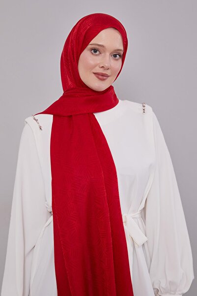 Levidor Red Bar Pattern Jacquard Janjan Shawl