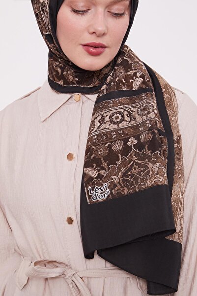 Levidor Bitter Brown Motif Pattern Royal Shawl