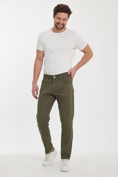 DAMGA JEANS Men's School and Daily Use Canvas Flexible Khaki Classic Trousers