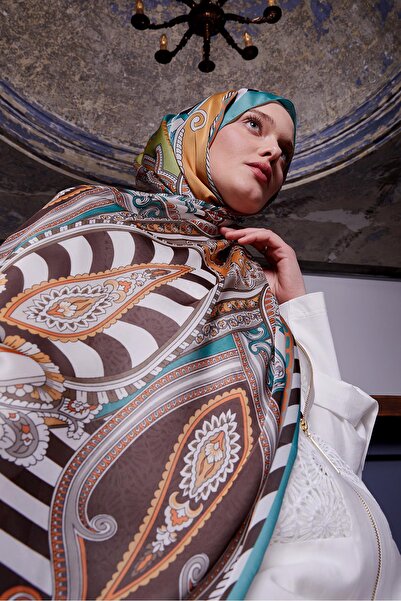 Levidor Şal din mătase indiană cu dungi albastre de gheaţă