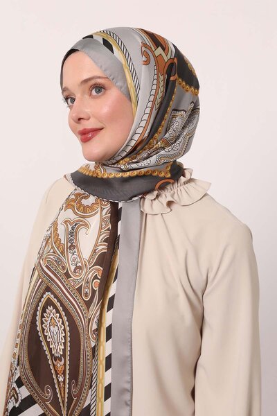 Levidor Ασημί ριγέ ινδικό μεταξωτό σάλι