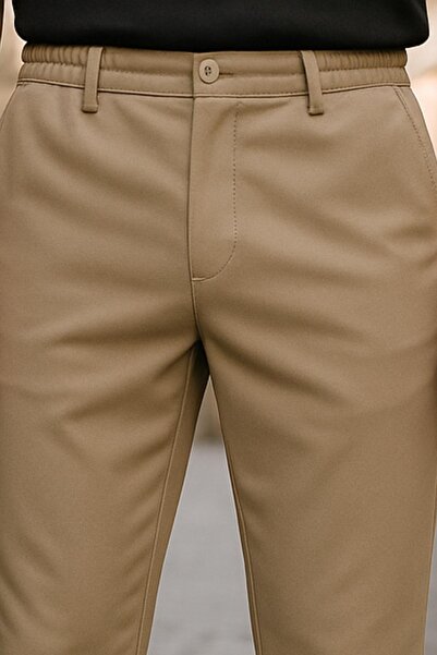 DAMGA JEANS Erkek Bel Lastikli Bol Paça Esnek Kahve Pantolon