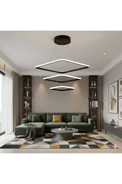 Ece Aydınlatma Frieza Kare,3 Led Renk Işıklı Avize