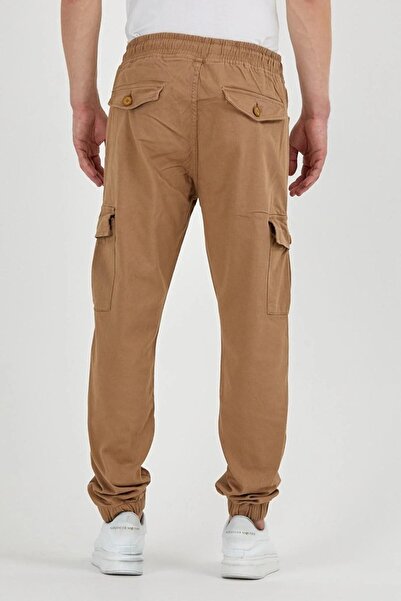 DAMGA JEANS Ανδρικό ελαστικό ελαστικό παντελόνι Cargo Pocket Camel Jogger