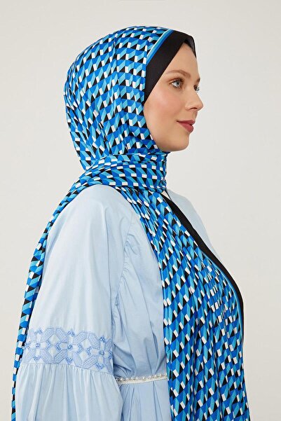 Levidor Three Size Navy Blue Patterned Angel Shawl