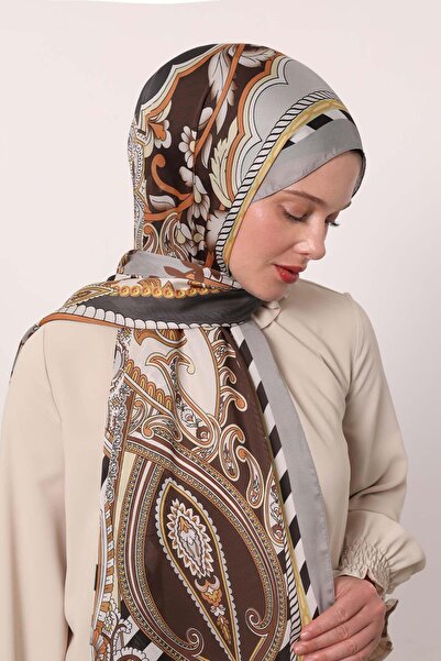 Levidor Ασημί ριγέ ινδικό μεταξωτό σάλι