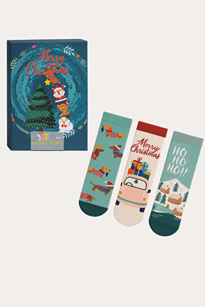 Katia&Bony Унисекс коледен комплект от 3 чифта чорапи в кутия