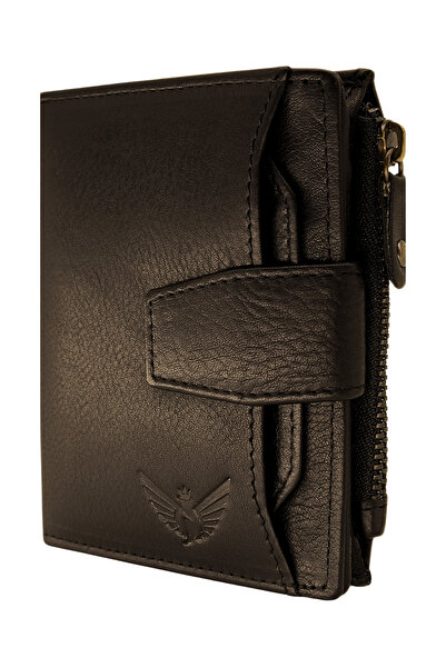 JİLDAAN Genuine Leather RFID Blocking Wallet For Men With Button Lock
