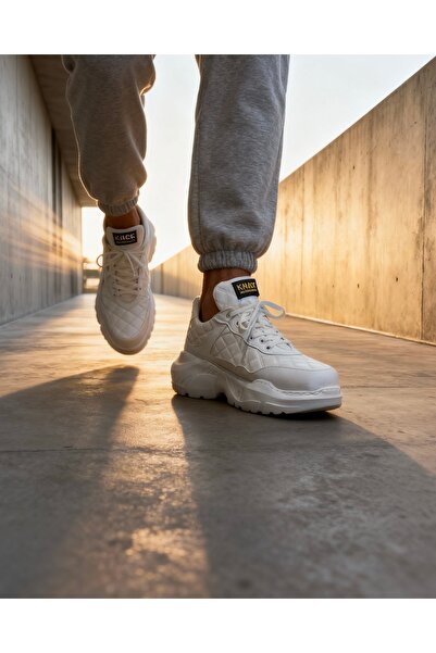 Knack Pantofi casual cu talpă înaltă matlasați alb N75