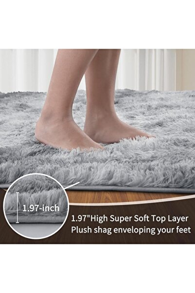 COOYA Grey Area Rugs Modern Home Decorate Soft Fluffy Carpets for Living Room