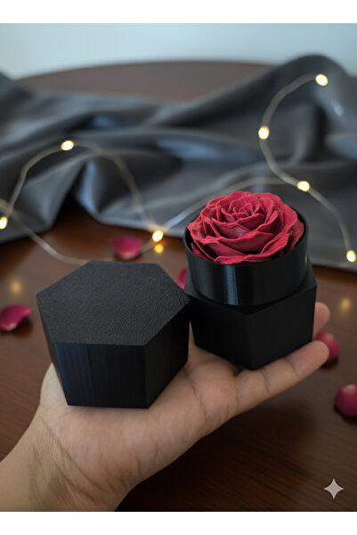 akcepazar 7*5.5 cm Decorated Box with Floral Lid, Special Day Gift Idea