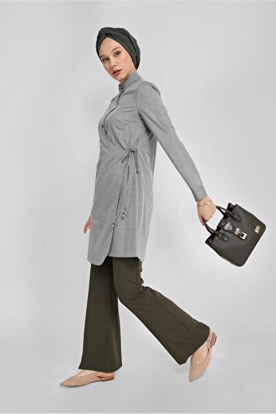 Alvina Lace-Up Buttoned Tunic 41464