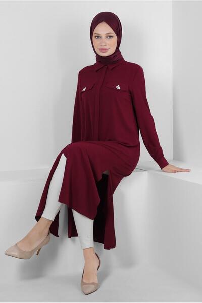 Alvina SHIRT COLLAR STONE DETAIL TUNIC 43815