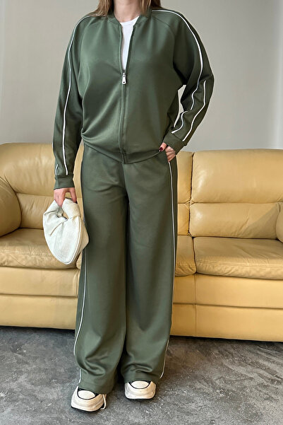 Mogi Butik Women's Modal Fabric Double Piped Zipper Set 3122