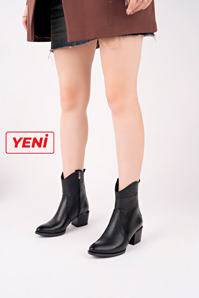 Deripabuc Genuine Leather Black Women's Leather Boots Dp02-1195