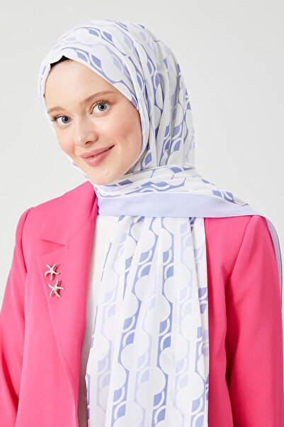 FİVESCARF A.Lila Round Pattern Violet Medina Silk Shawl