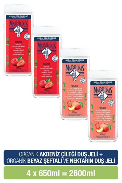 Le Petit Marseillais Akdeniz Çileği + Beyaz Şeftali ve Nektarin Duş Jeli Avan...