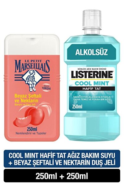 Le Petit Marseillais Beyaz Şeftali ve Nektarin Duş Jeli 250 ml + Listerine Co...