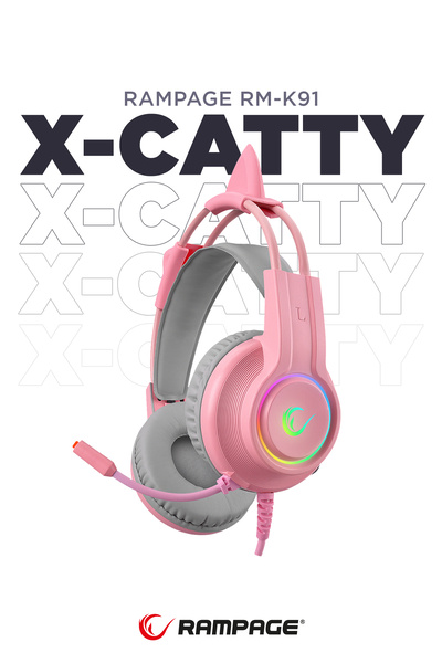 Rampage Rm-k91 X-catty Usb 7.1 Rgb Pembe Kulak Üstü Oyuncu Kulaklığı