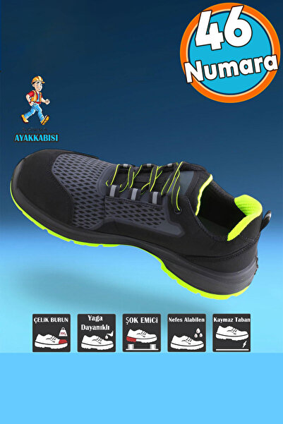 NZB İş Ayakkabısı Çelik Demir Burunlu Nubuk Bağcıklı Sportif Güvenlik İnşaatç...