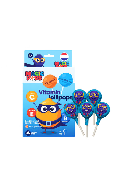 Magic Pops مصاصة متعددة الفيتامينات للأطفال خالية من السكر 12 جرام (عبوة من 5...