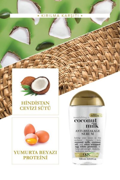 OGX Nourishing and Anti-Breakage Sulfate-Free Coconut Milk Serum 100 ml X2