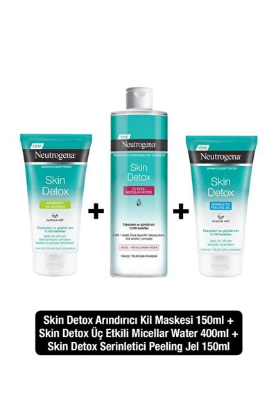 Neutrogena Skin Detox Arındırıcı Kil Maskesi 150 ml +Peeling Jel 150 ml+Micel...