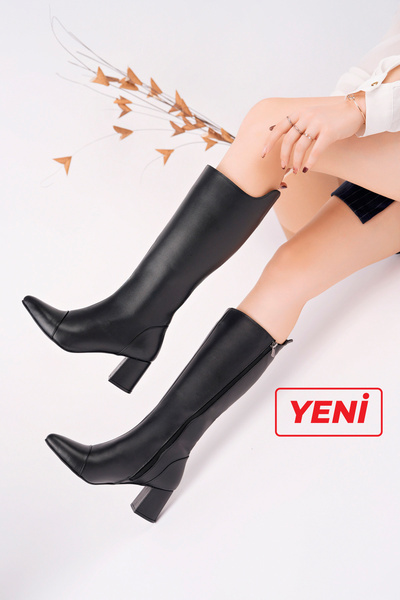 Deripabuc Genuine Leather Black Women's Leather Boots Dp02-1064