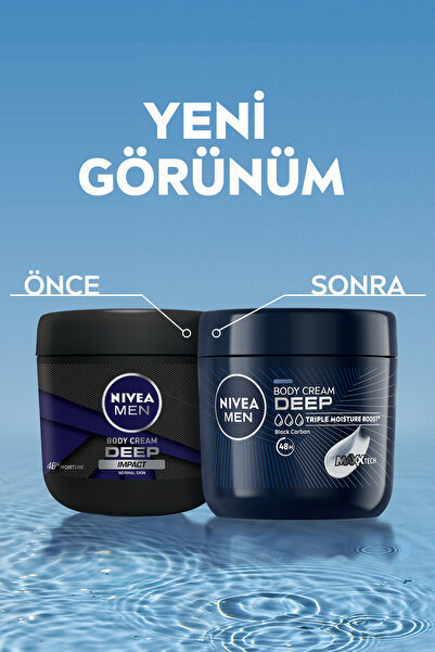 NIVEA MEN Erkek Deep El ve Vücut Bakım Kremi 400ml, 48 Saat Nemlendirici, Yapışkan His Bırakmaz