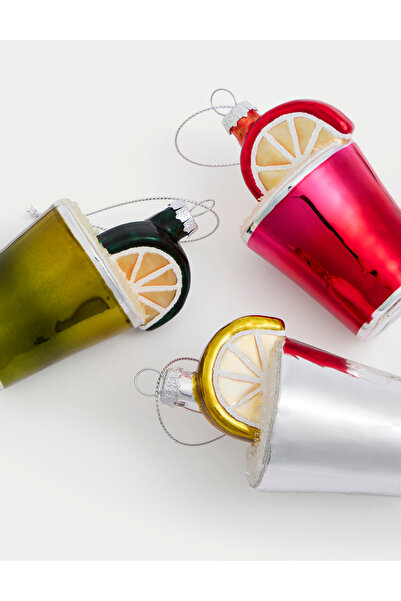 Marks & Spencer 3'lü Kokteyl Detaylı Cam Yılbaşı Süsü