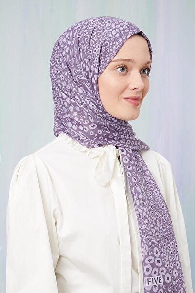 Levidor Σάλι από βαμβάκι με λιλά με τύπωμα σχέδια