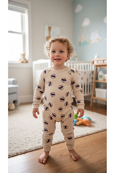 Milk & Muffin Misket Desen Uzun Kollu Bebek Tulum