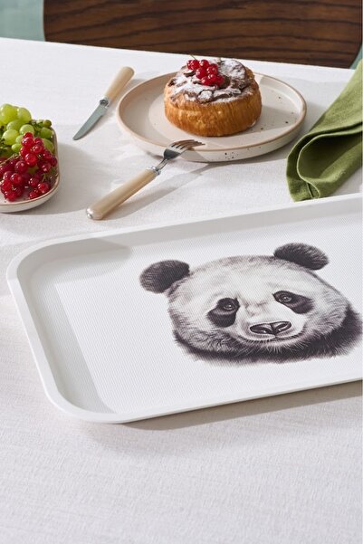Apricot Karaca Apricot Biome Panda Patterned Rectangular Tray