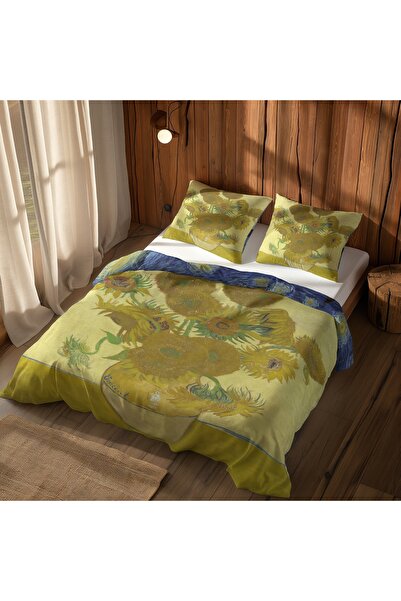 The Lucid Lab The Starry Night & Sunflowers Çift Taraflı Nevresim Takımı - 200 cm x 220 cm