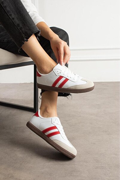 galya shoes Women's White-Red Sports Shoes