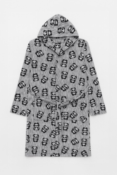 MARKAPIA WOMAN Women's Hooded Panda Patterned Fleece Dressing Gown