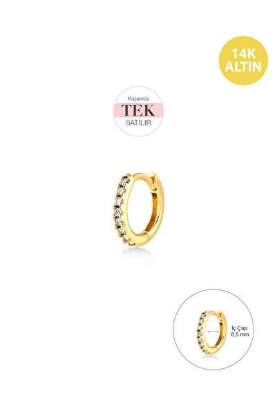 KURSHUNI Huggie Hoop (6,5mm), 14 Ayar Altın Küpe (TEK Satılır)