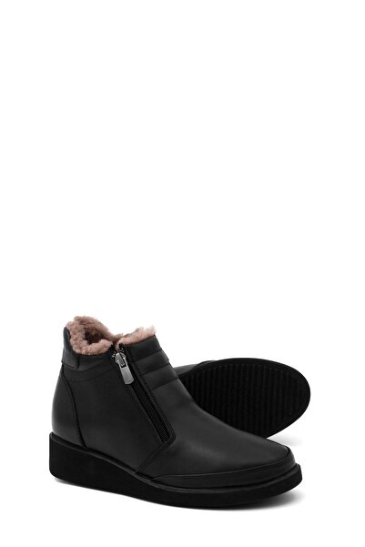 FAST STEP Hakiki Deri Kürklü Kadın Kalın Taban Bot 411KZA707