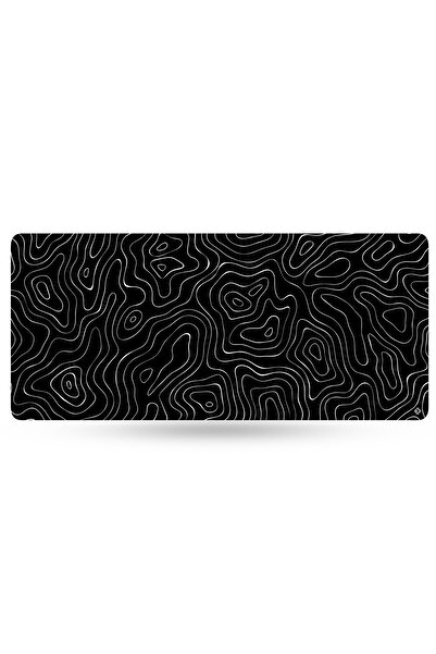 QwertyKey Deskmat Mousepad Topographic Black 4mm stitched edges