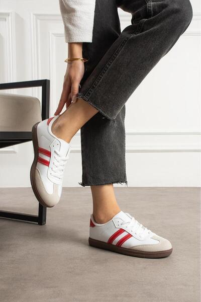 galya shoes Women's White-Red Sports Shoes