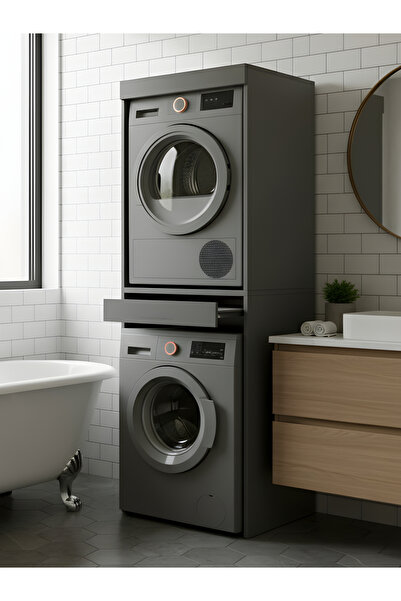 Free Home Premium MDF Ürün Lavenderia Plus Banyo Makine Dolabı Kurutma Makinesi Titreşim Önleyici 200x65x65
