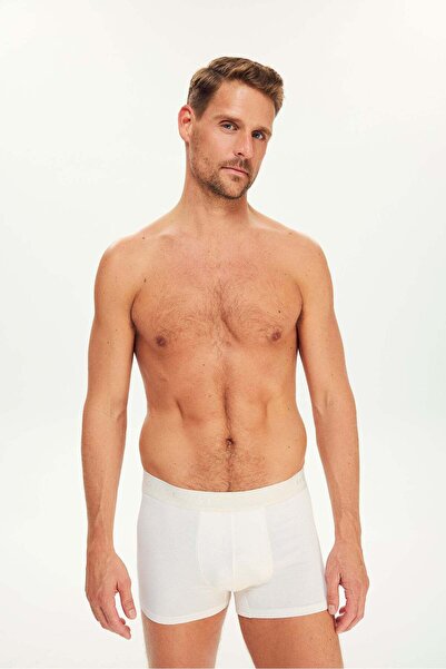 House of Silk Micro Modal Extra Yumuşak Boxer Ekru Beyaz